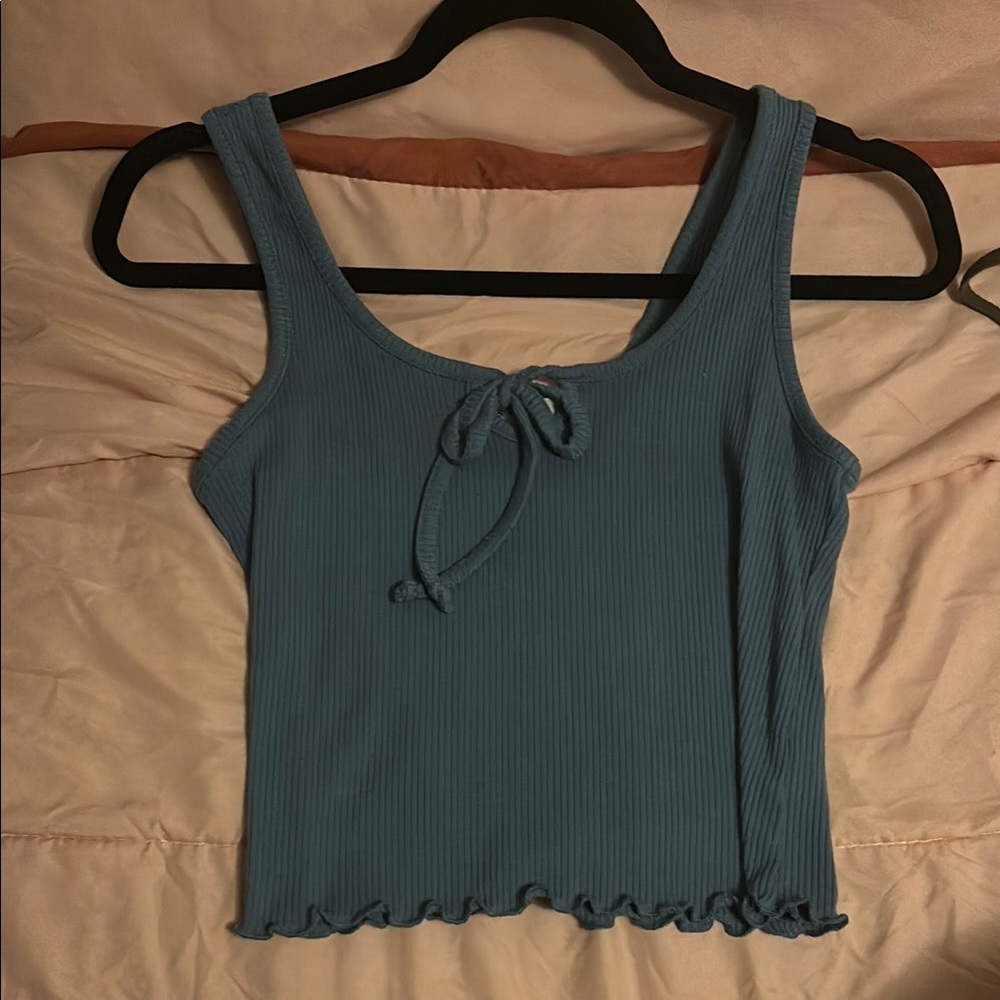 Gaze Teal Ribbed Tank Top
